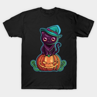 Ferociously Cute Halloween Vampire Witch Kitty Cat T-Shirt